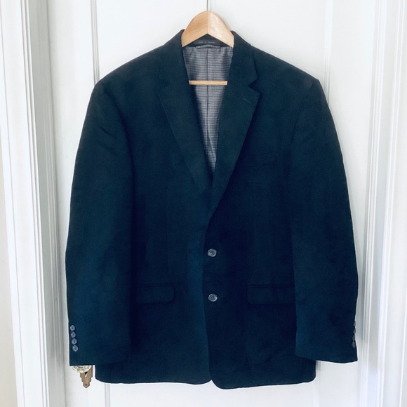 Chaps Blazer Mens 44R Black Suede 2 Button Sport Coat Jacket Office Career Event - Picture 16 of 16